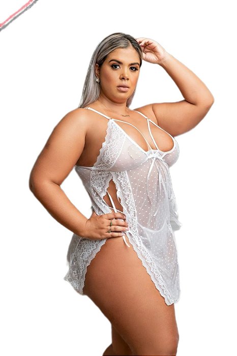 Camisola Plus Size Feminina Com Fitas Laterais - Tamanho Ajustável