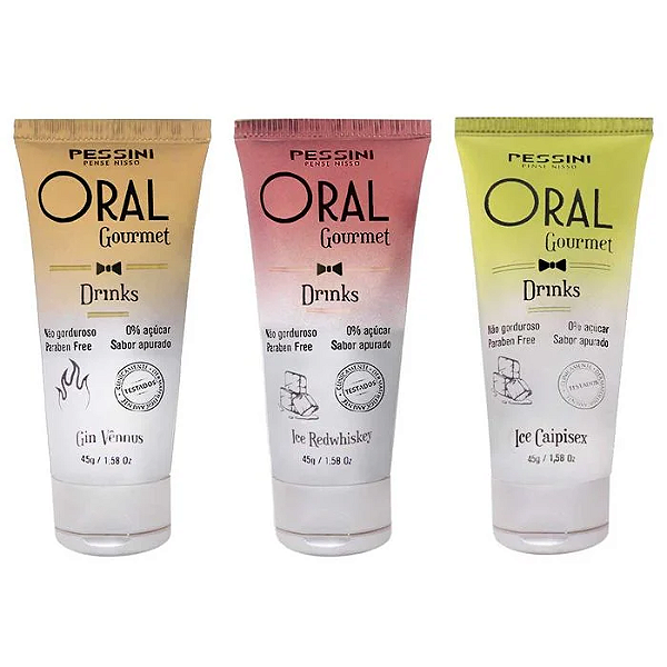 Gel Oral Gourmet Drinks Pessini Beijãvel Comestível Zero Açúcar