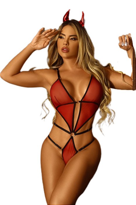Fantasia Diabinha Sexy com Body e Arco Segredos da Paixão