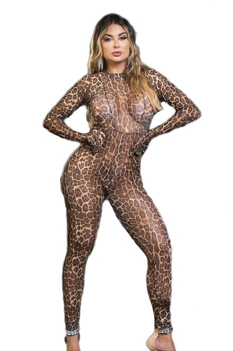 Macacão Feminino Oncinha Universo Feminino Onça Animal Print