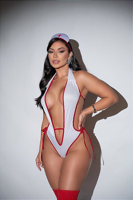 Body Enfermeira Fantasia Sexy Com Tiara Universo Feminino