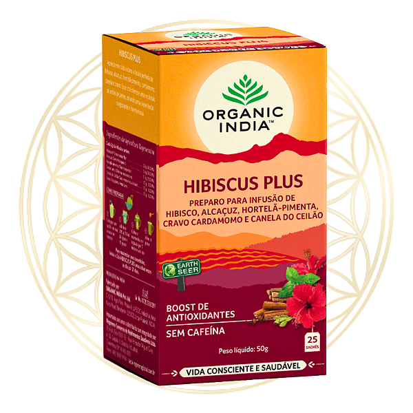 Chá Organic India Hibiscus Plus 25 Saches
