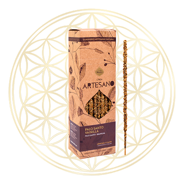 Incenso Sagrada Madre Linha Artesano Palo Santo e Baunilha 30 varetas