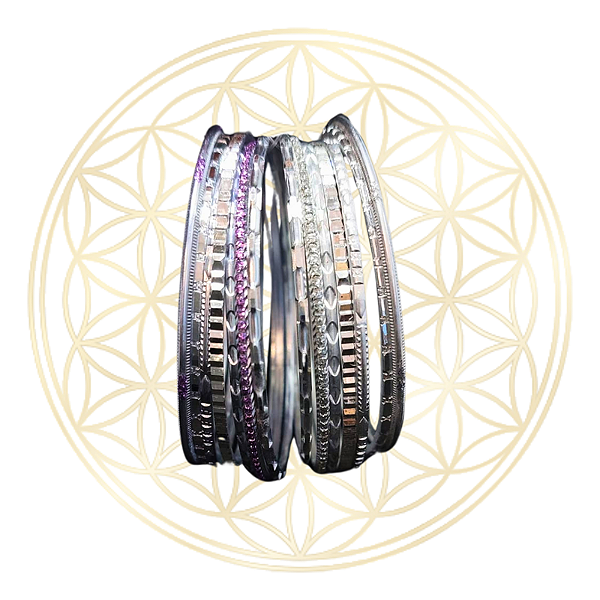 Kit com 7 Pulseiras Tradicional Indiana - Prata