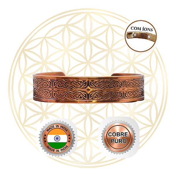 Bracelete de Cobre Magnético Ajustável FLUIR - CELTIC KNOT