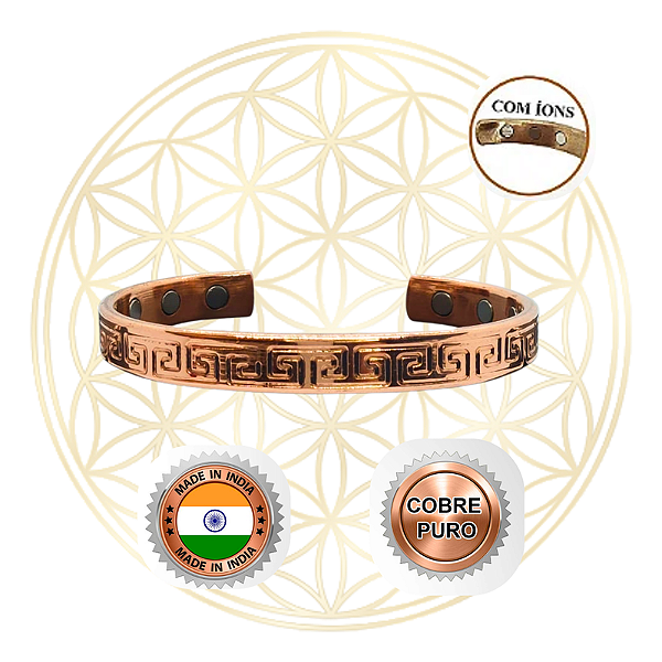 Bracelete de Cobre Magnético Ajustável FLUIR - VERSACE GRECA