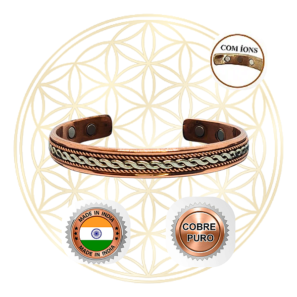 Bracelete de Cobre Magnético Ajustável FLUIR - TWIST 2TONS