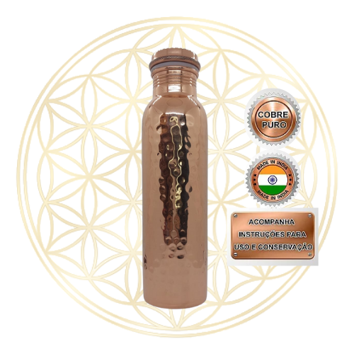 Garrafa de Cobre Puro Indiana Ayurvédica - MARTELADA