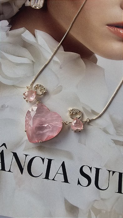 Colar filhos meninas gêmeas com pedra fusion