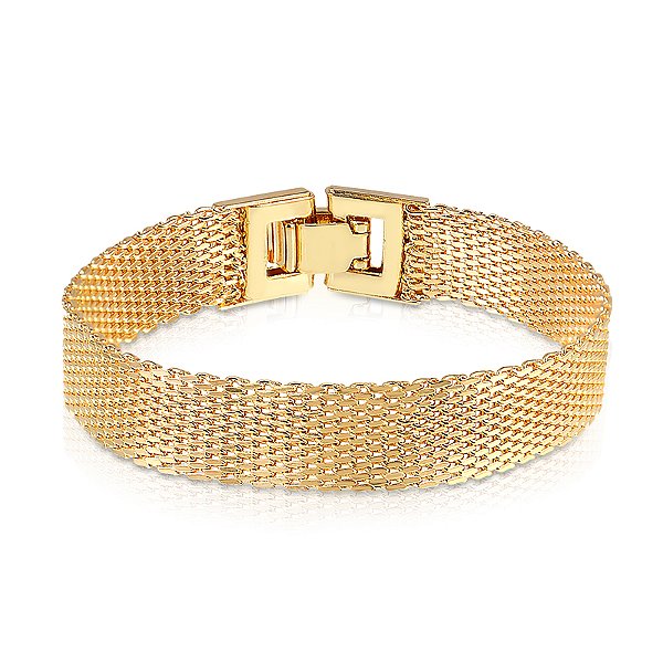 Pulseira Relógio Malha Fecho Quadrado 16cm