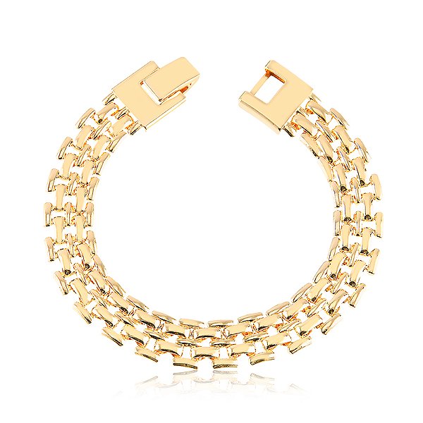 Pulseira Corrente Relógio Fecho Quadrado 16cm