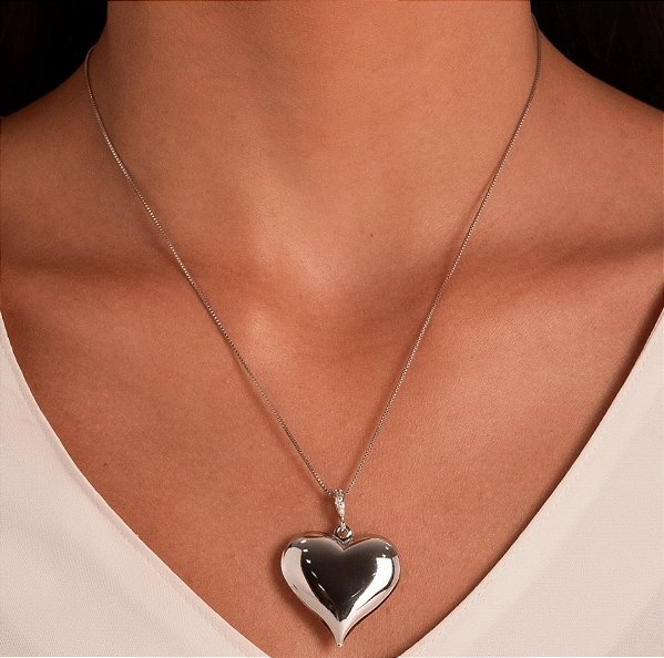 Pingente coração com micro zirconias