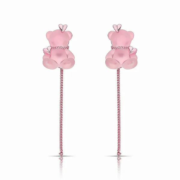 Brinco urso bear pink corrente