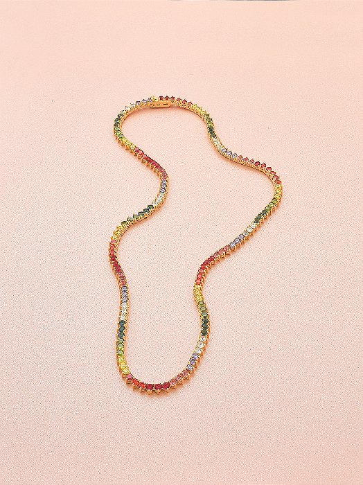 Colar Choker Riviera color 3 garras 3mm dourado