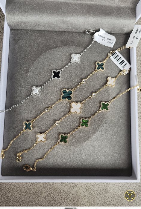 Pulseira Trevo Madreperola Verde Ponto de luz com zircônias