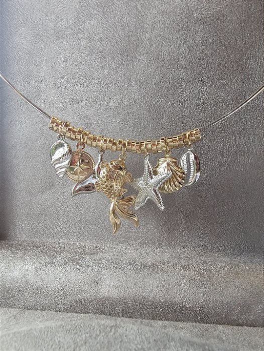 Choker Aro Com Pingentes Diversos Peixe