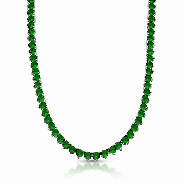 Colar Riviera Esmeralda 3 Garras 4mm ródio