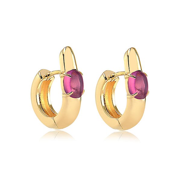 Brinco Argola Frete Alta Safira Rosa