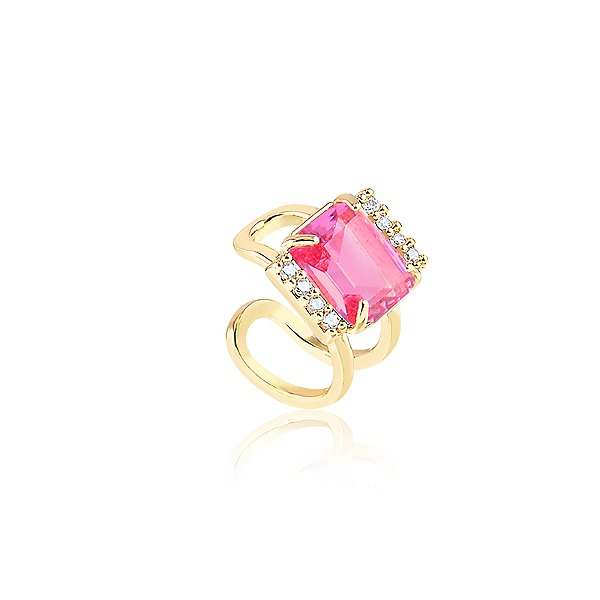 Piercing Fake Cravejado Safira Rosa