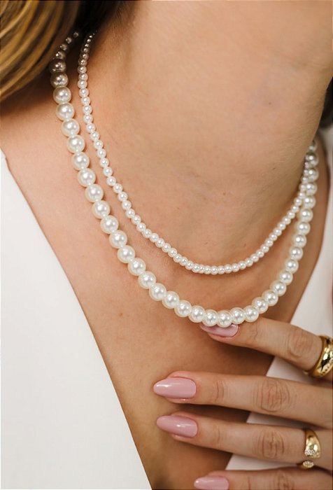 Colar Choker de Pérolas 8mm