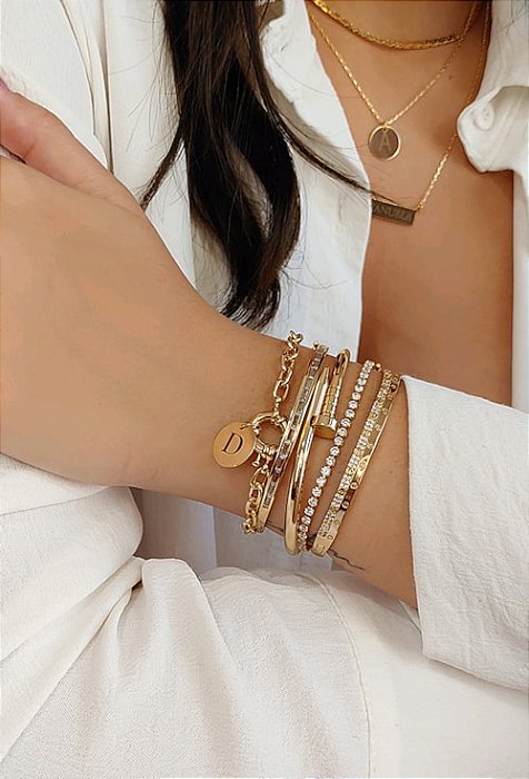 Pulseira Personalizada Medalha com Inicial