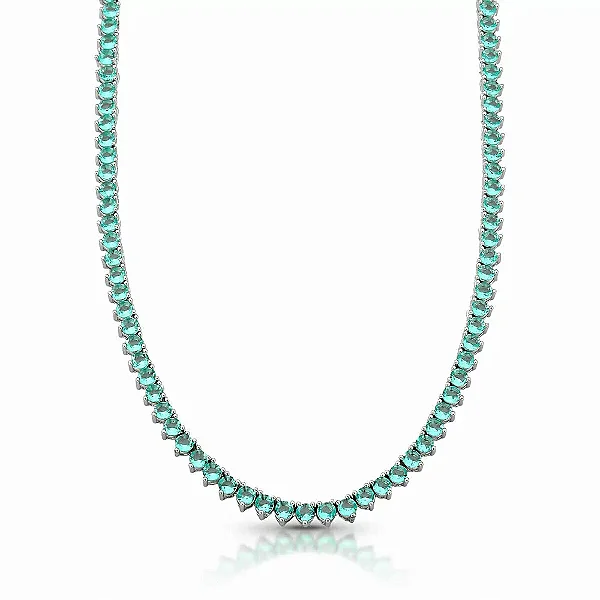 Colar Riviera Verde Turmalina 3 Garras 4mm ródio