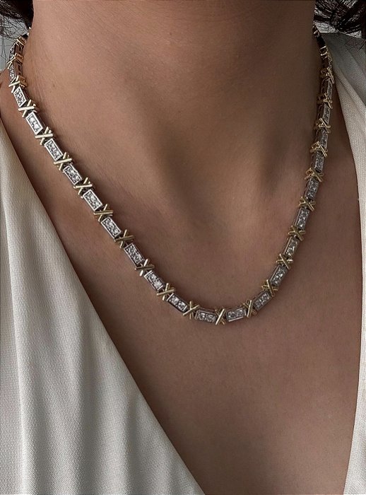 Colar Choker Riviera X Inspired Com Zircônias Tiff Luxo