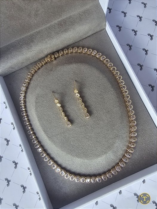 Colar Choker Riviera Zircônia Oval 5mm