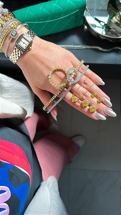 Conjunto Colar e Brinco Citrino Coração