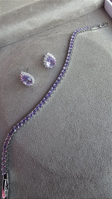 Pulseira Riviera 3mm 3 Garras Tanzanita Lavanda