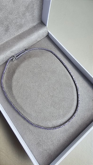 Colar Riviera 3 Garras Tanzanita 2mm Rígida Lavanda