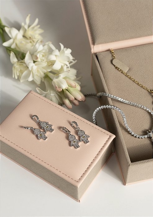 Pingente Filhos Fecho Clic Cravejado Dourado