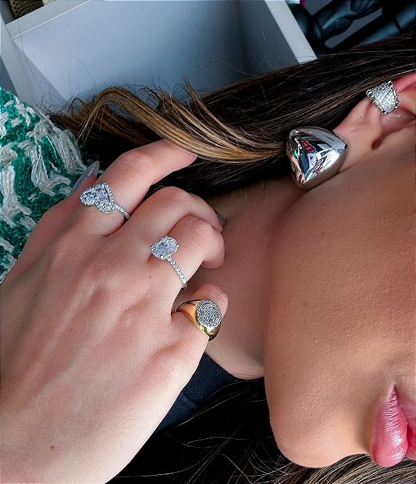 Anel Coração Zirconia Lapidada