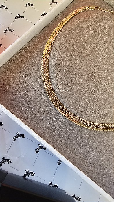Colar Choker Lacraia 8mm Trama Fechada