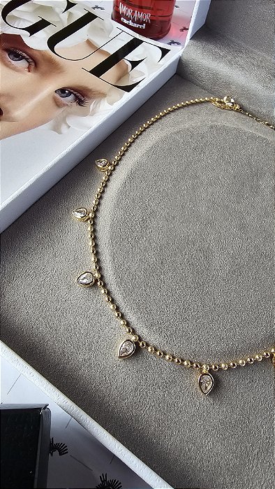 Choker Gargantilha com Coração Ponto de Luz