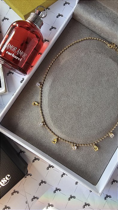 Choker Gargantilha Gota Cristal e Citrino