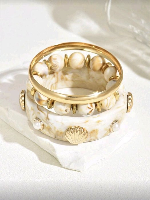 Trio de Bracelete Summer Concha Esmaltado