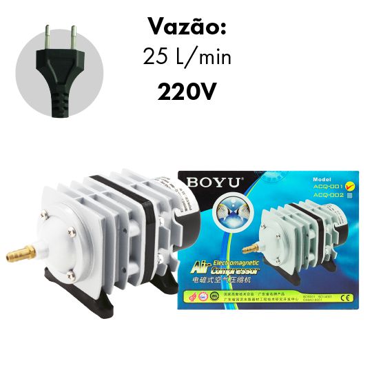 COMPRESSOR DE AR BOYU ELET/MAG ACQ-001 25L/M 220V