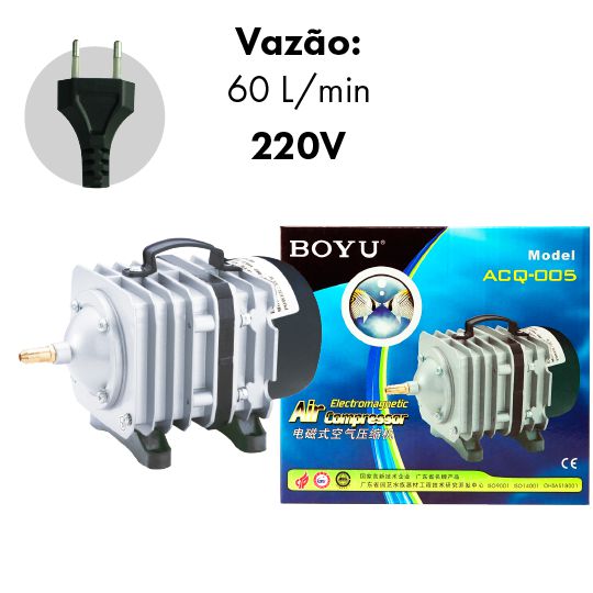 COMPRESSOR DE AR BOYU ELET/MAG ACQ-005 60L/M 220V