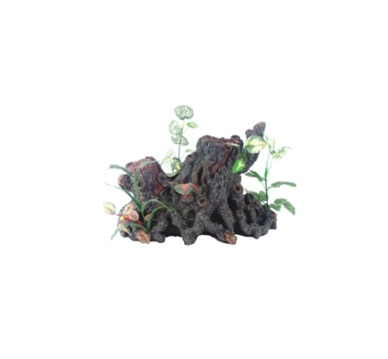 ENFEITE DE RESINA BOYU TRONCO COM PLANTA 04 (RO-2204)