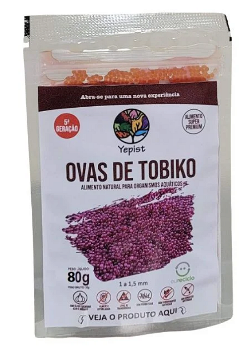 ALIMENTO YEPIST PRO  P OVA DE TOBIKO EM CONSERVA 90G PARA PEIXE DE AQUARIO