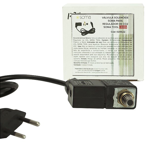 VALVULA SOLENOIDE PARA REGULADOR DE CO2 SOMA TOOL 220V