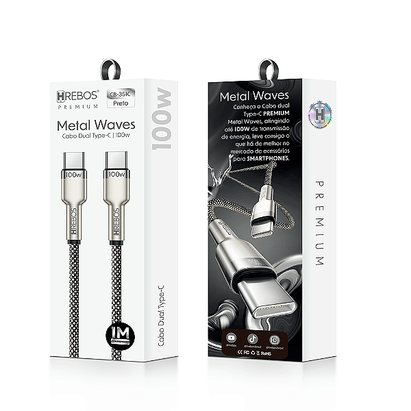 Cabo Type C X Type C Turbo Metal Waves Preto