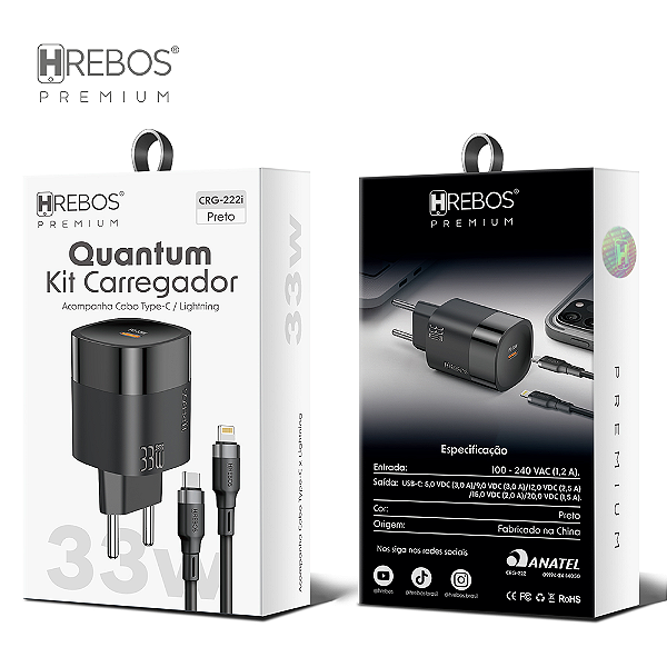 Carregador Type C x Lightning Quantum 33w Premium