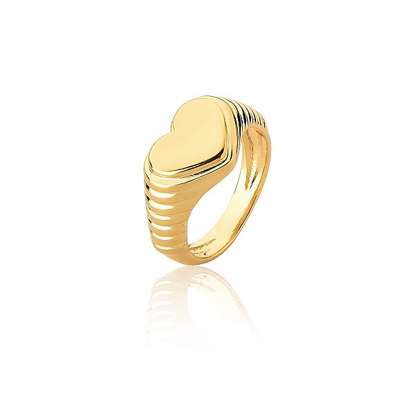 Anel de Dedinho Coração banhado a ouro 18k tamanho 8