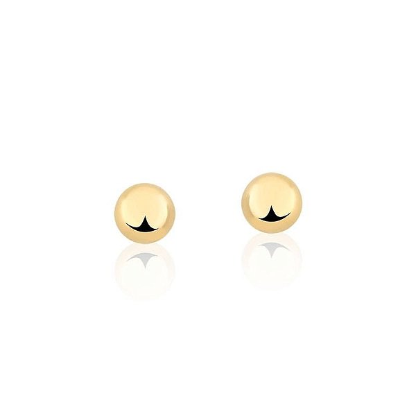 Brinco de bolinha liso banhado a ouro 18k