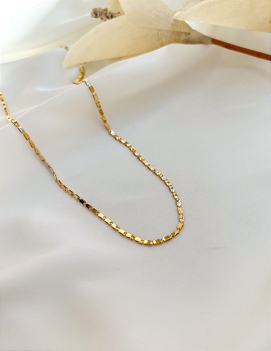 Colar Retângulos Liso banhado a ouro