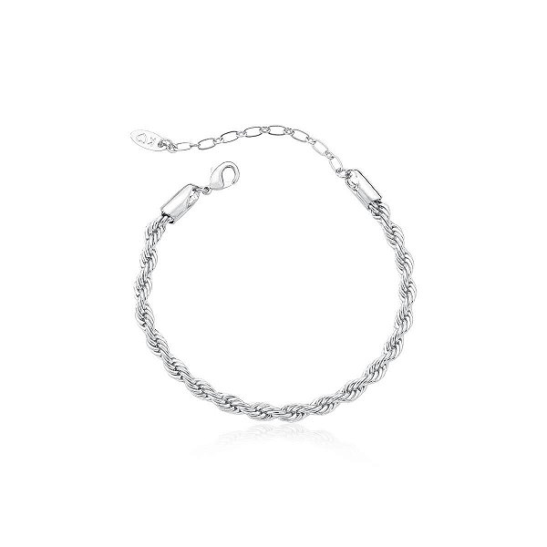 Pulseira cordão baiano 4mm ródio branco