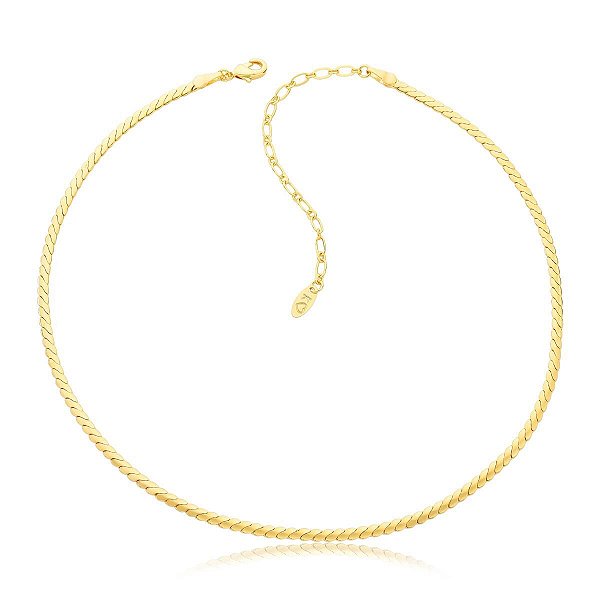 Choker malha trabalhada banhada a ouro