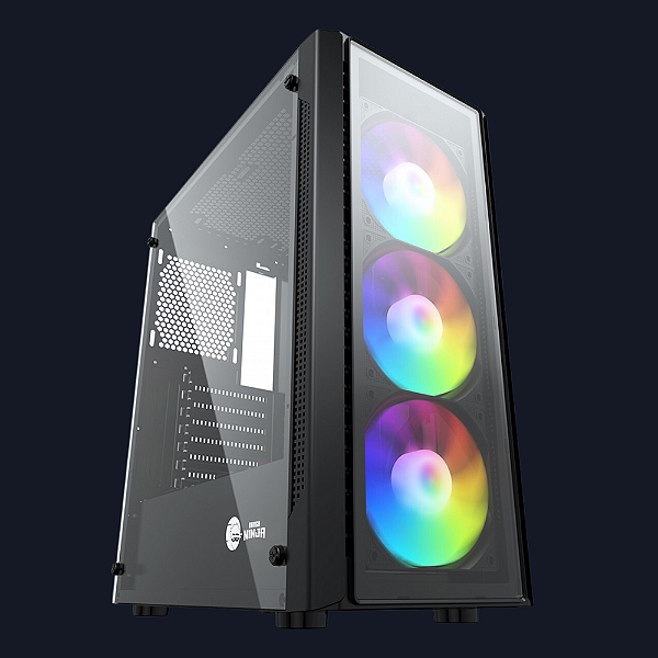 Gabinete Gamer Ninja FURIA, RGB, Mid Tower, Vidro Temperado, ATX, Sem Fonte, Com 3 Fans
